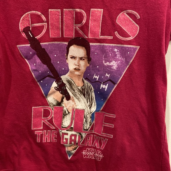 Star Wars Rey Girls Rule the Galaxy Short Sleeved Pink Tee - Picture 2 of 8